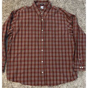Old Navy Mens Burgundy Plaid Button Down Long Sleeve Regular Fit ~ size 2XL